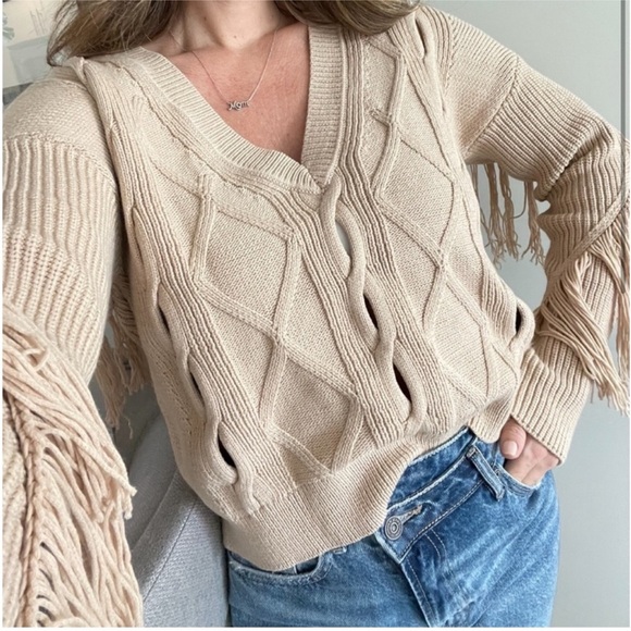 Bailey44 Champagne Peggy Fringe Sweater - Picture 6 of 8